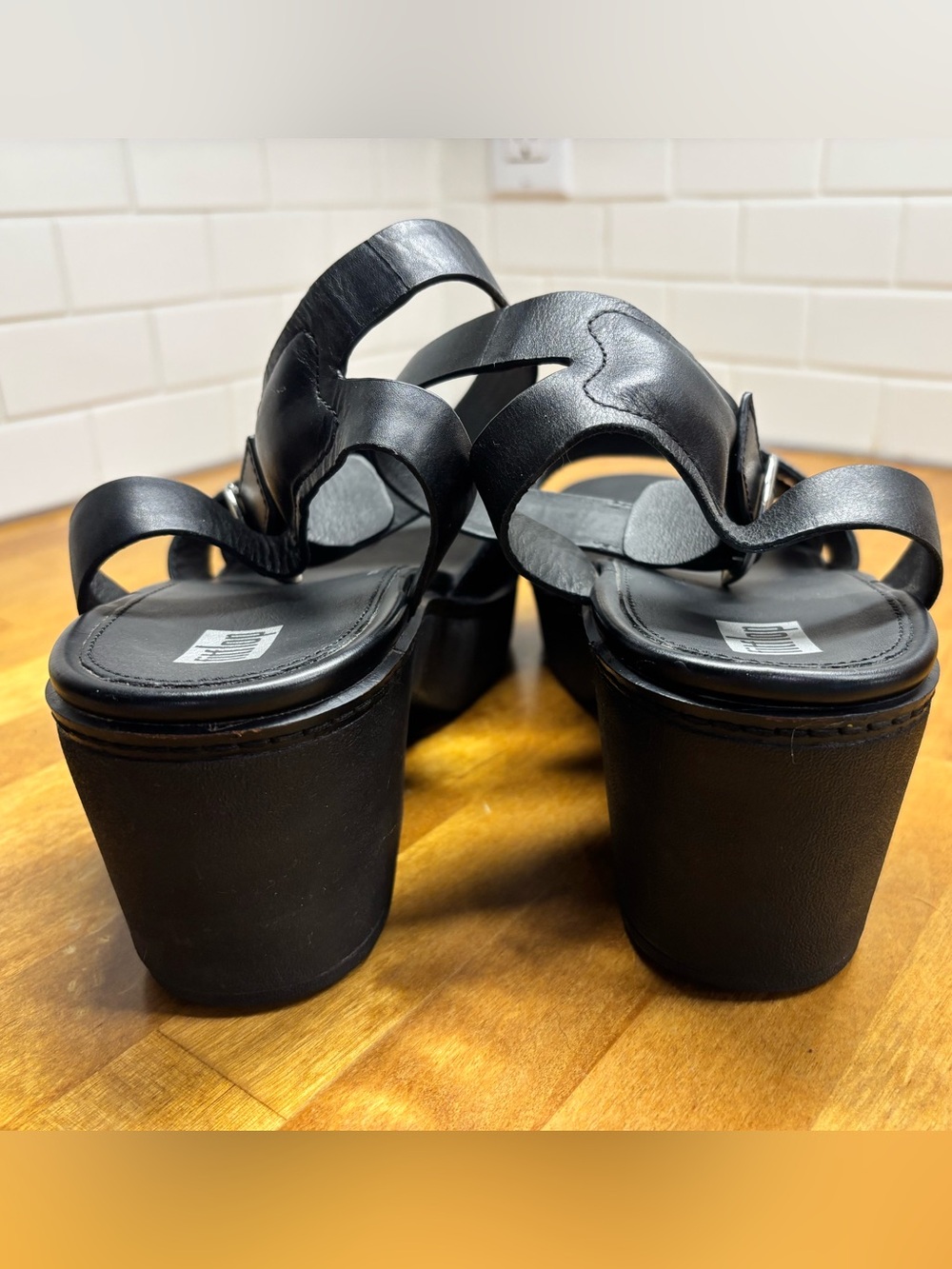Fitflop Black Platform Ankle-Strap Sandals - Picture 7 of 9